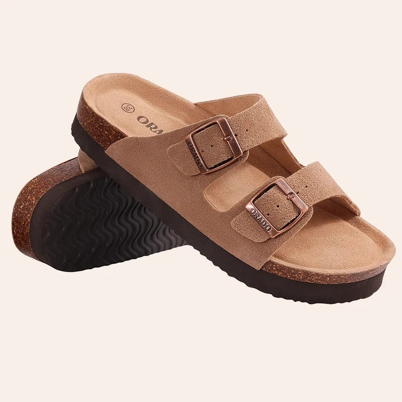 Suede Cork Arch Support Sandals