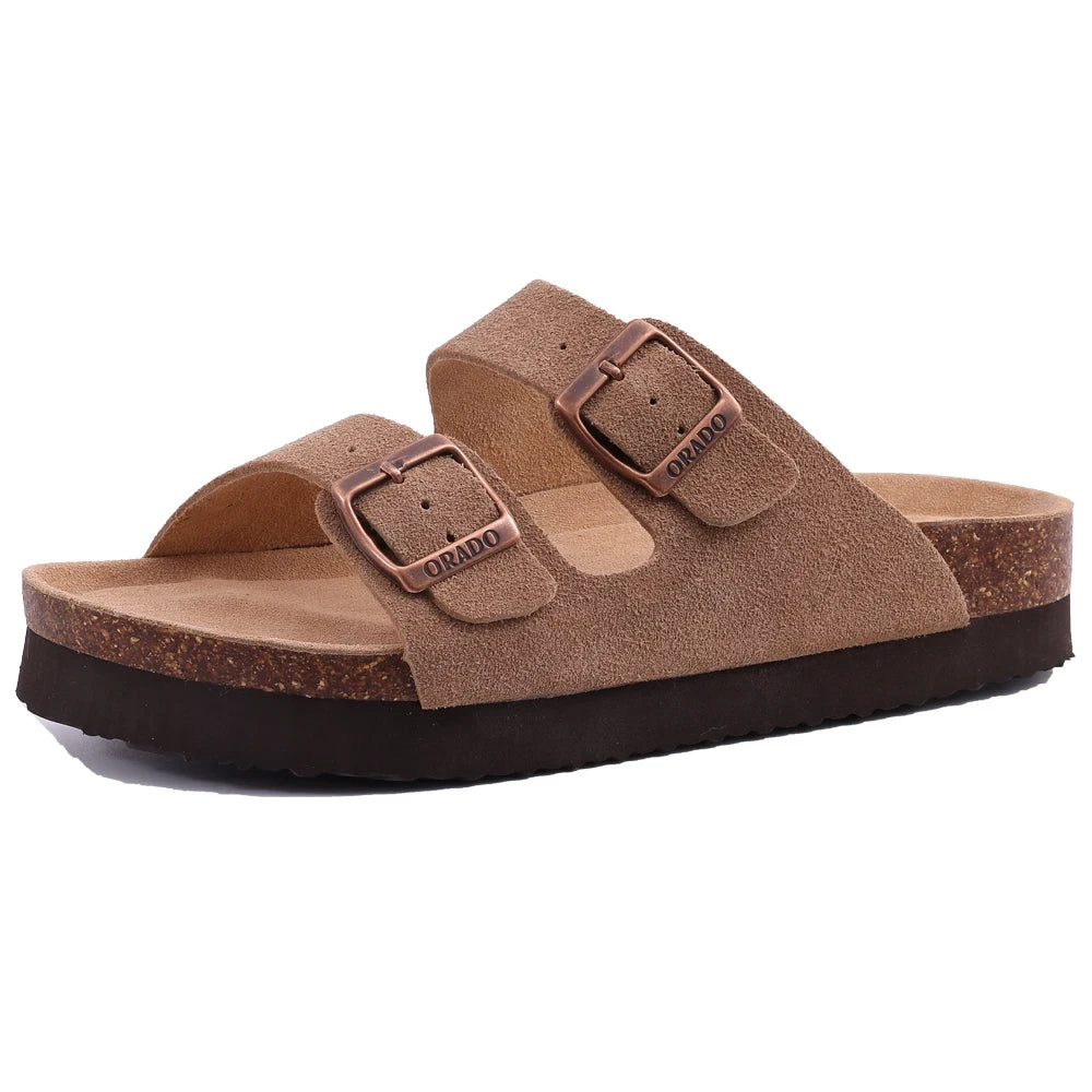 Suede Cork Arch Support Sandals