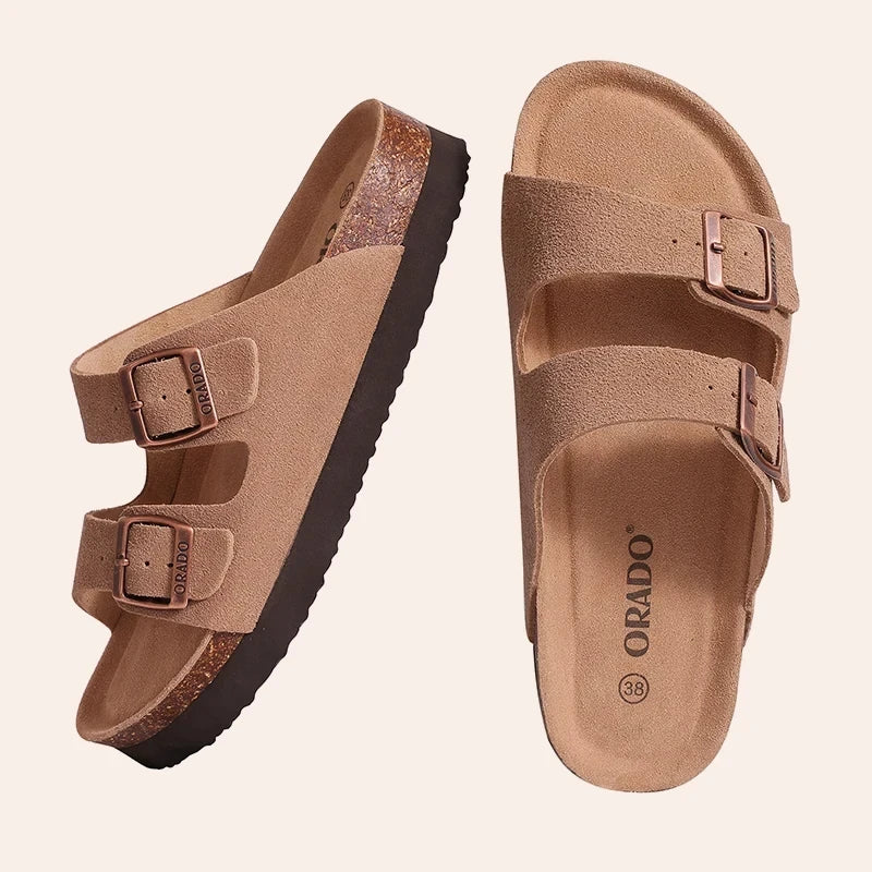Suede Cork Arch Support Sandals