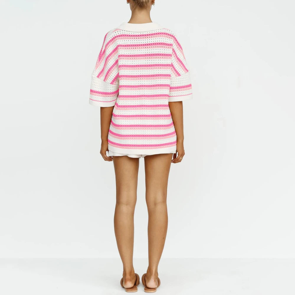 Knitted Two-Piece Shorts Set