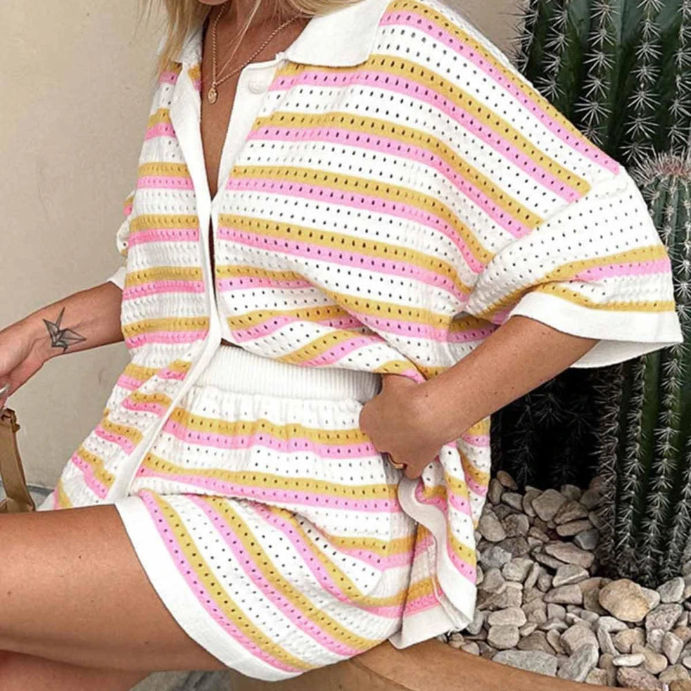 Knitted Two-Piece Shorts Set