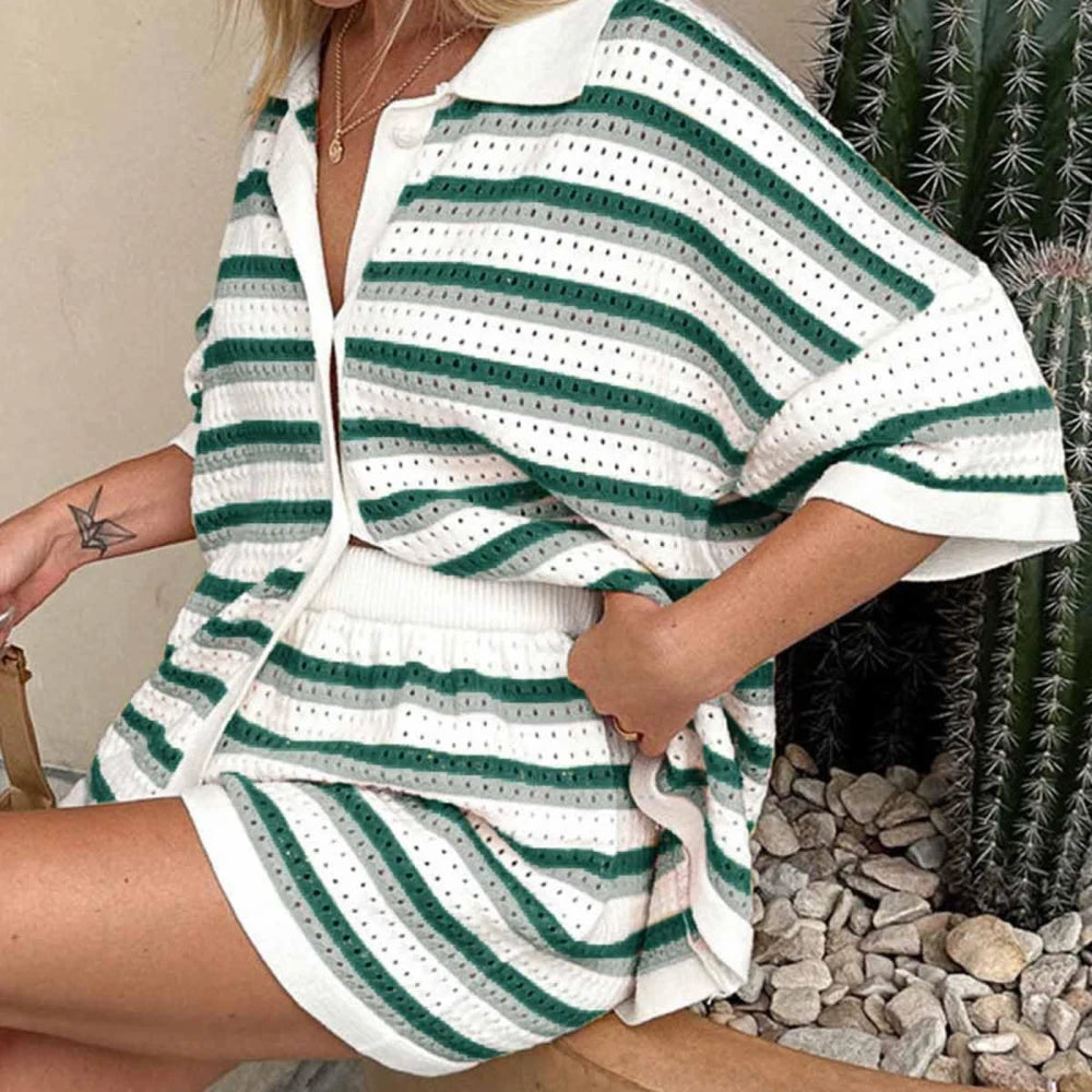 Knitted Two-Piece Shorts Set