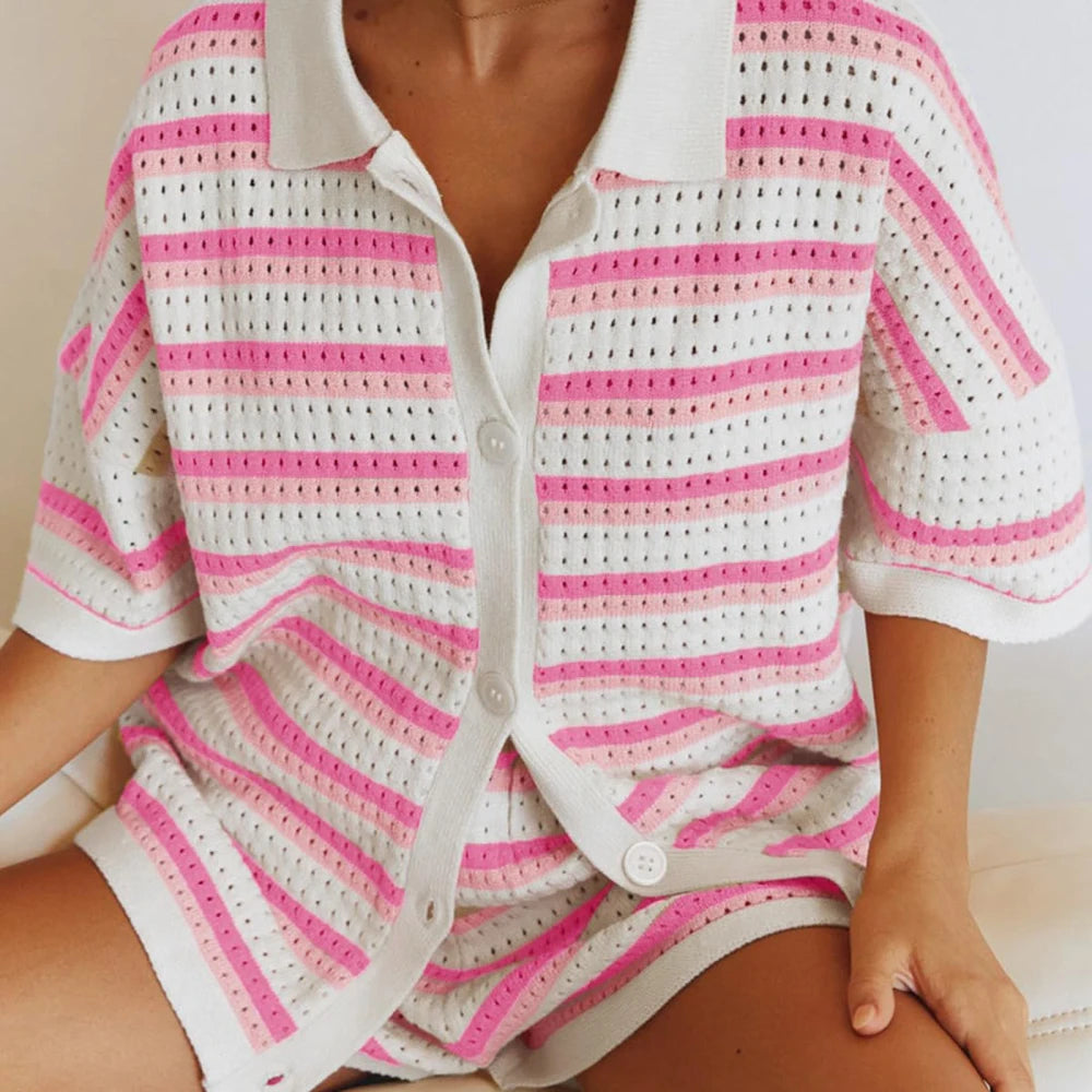 Knitted Two-Piece Shorts Set