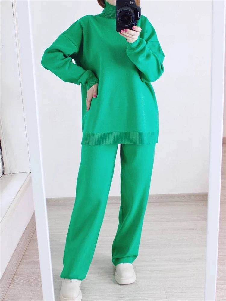 Knitted Turtleneck Lounge Set